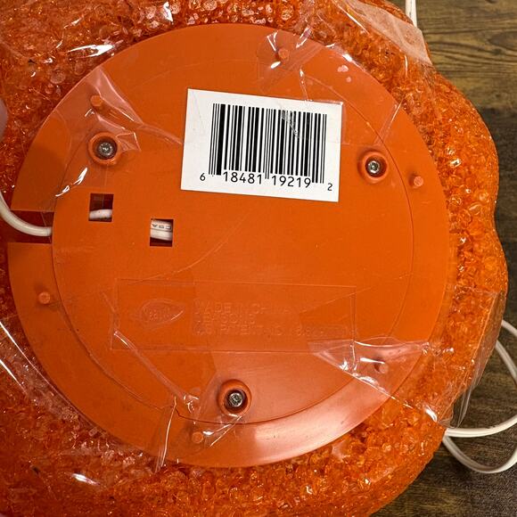 Jack O Lantern Pumpkin Melted Plastic Popcorn Light Up Vintage Halloween 8.5" - Picture 5 of 15
